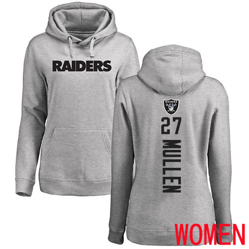 Oakland Raiders Ash Women Trayvon Mullen Backer NFL Football 27 Pullover Hoodie Sweatshirts